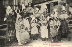 VINTAGE POSTCARD old Caps and Costumes a group of young Normans Folklore