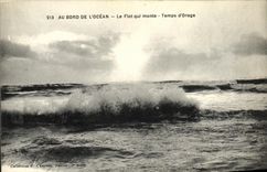 VINTAGE POSTCARD At the edge of L Ocean the flood which assembles Temps D Orage