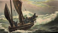 VINTAGE POSTCARD In Breaking the Boat
