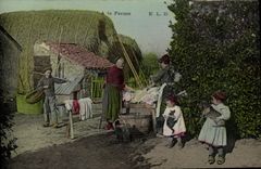 POSTAL de la VENDIMIA con la firma los campesinos