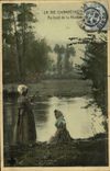 VINTAGE POSTCARD Pastoral Life At the edge of the River Women Folklore