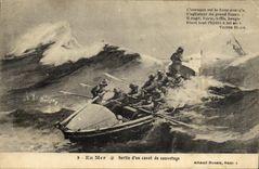 CPA En Mer Sortie d un canot de Sauvetage