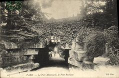 VINTAGE POSTCARD Paris the Montsouris Park the Rustic Bridge