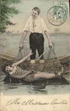 CPA Fantaisie Femme dans les filets