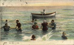CPA Au Bain Bateau Folklore 