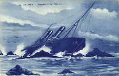 VINTAGE POSTCARD At sea Steamer with the Dimension