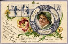 CPA Pecheur Bouee Fleurs Marin 