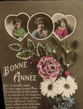 CPA Bonne Annee Fleurs Femmes
