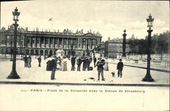 VINTAGE POSTCARD Paris the Place of the Avee Harmony the Statue of Strasbourg