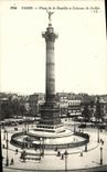 VINTAGE POSTCARD Paris Places Bastille and Column of Juiliet