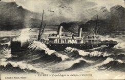 VINTAGE POSTCARD Paquebot posts on the way for L England