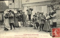 VINTAGE POSTCARD Through old Normandy Standards and costumes a hammer Dances