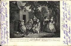 VINTAGE POSTCARD old age lancret Engraving of Larmessin