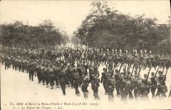 CPA Paris Le Roi et la reine d Italie Depart des troupes 