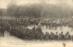 CPA Paris Le Roi et la Reine D Italie Les voiture du cortege 