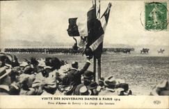 VINTAGE POSTCARD Visite Of the Danish Sovereigns has Paris 1914 Catch D weapons of Satory the load of the Denmark lancers