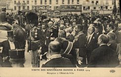 CPA Visite Des Souverains Danois a L Hotel de Ville Danemark