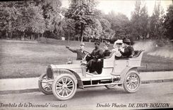 VINTAGE POSTCARD Automobile Double Phaeton de Dion Button