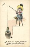 VINTAGE POSTCARD Fantasy Sinning Child Poisson April 1st