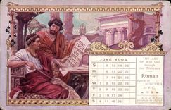 VINTAGE POSTCARD The art off writing throught eh centuries Roman June 1904