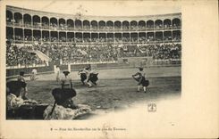 VINTAGE POSTCARD Corrida Toro Bull Poses banderillas on the neck of the bull