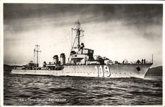 VINTAGE POSTCARD Critical Destroyer Boat