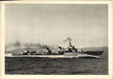 VINTAGE POSTCARD Boat Destroyer Ex Fleuret