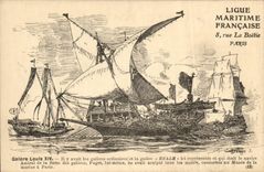 VINTAGE POSTCARD Boat Galere Louis XIV