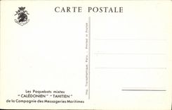 VINTAGE POSTCARD Boat Caledonien Tahitien Company of the maritime Transport Tahiti Steamers