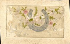 VINTAGE POSTCARD Fantaisie Flowers horseshoe Brodee