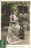 VINTAGE POSTCARD Fantasy Woman with the wheel Ropemaking machine