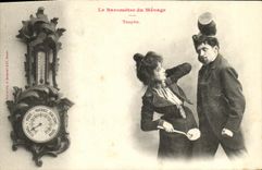 VINTAGE POSTCARD Fantasy Woman the barometer of the household Storm