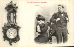 VINTAGE POSTCARD Fantasy Woman the barometer of the household rain