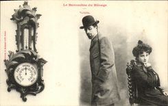 VINTAGE POSTCARD Fantasy Woman the barometer of the Variable household