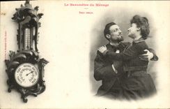 VINTAGE POSTCARD Fantasy Woman the barometer of the household Good weather