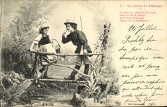 CPA Fantaisie Enfants Le droit de passage Chasse Chasseur 