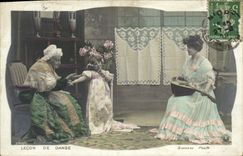 VINTAGE POSTCARD Fantasy Woman Lesson of dance