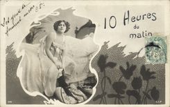 VINTAGE POSTCARD Fantasy Woman 10 hours of the Reutlinger morning