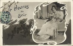 CPA Fantaisie Femme 5 heures du soir Reutlinger
