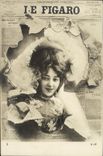 VINTAGE POSTCARD Fantasy Woman Le Figaro Newspaper