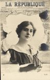 VINTAGE POSTCARD Fantasy Woman Newspaper the republic