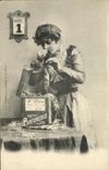 VINTAGE POSTCARD Fantasy Woman Miss Clara Perfumery Rat
