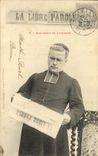 VINTAGE POSTCARD Fantaisie Man Priest Cleans Newspaper the free word