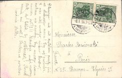 VINTAGE POSTCARD Fantaisie Landscape House in snow paints with the hand