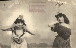 VINTAGE POSTCARD Fantasy Women New Year s Day 1904