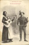 VINTAGE POSTCARD Fantasy Woman singers of the Courses Guitar Violin