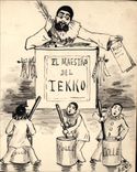 Carte PEINTE a la main Arlequin El Maestro del Tekko depliante sur un menu Diner du 30 janvier 1905
