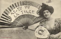 CPA Fantaisie Femme Eventail