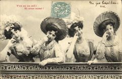 VINTAGE POSTCARD Fantasy Women T of ace an eye