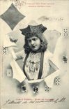 VINTAGE POSTCARD Fantasy the 4 servants Knave of diamonds Horoscope